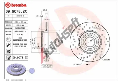 BREMBO Brzdov kotou XTRA LINE - 258 mm BRE 09.9078.2X, 09.9078.2X