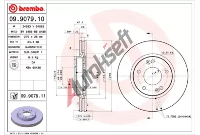 BREMBO Brzdov kotou COATED DISC LINE - 276 mm BRE 09.9079.11, 09.9079.11