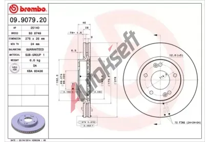 BREMBO Brzdov kotou - 276 mm BRE 09.9079.20, 09.9079.20