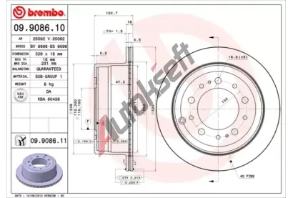 BREMBO Brzdov kotou COATED DISC LINE - 329 mm BRE 09.9086.11, 09.9086.11