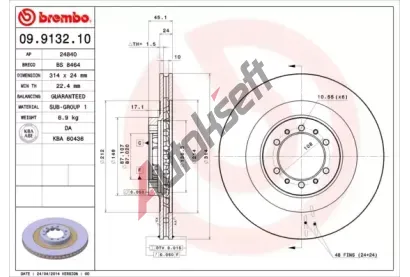 BREMBO Brzdov kotou - 314 mm BRE 09.9132.10, 09.9132.10