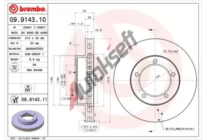 BREMBO Brzdov kotou COATED DISC LINE - 313 mm BRE 09.9143.11, 09.9143.11