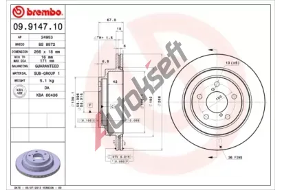 BREMBO Brzdov kotou - 266 mm BRE 09.9147.10, 09.9147.10