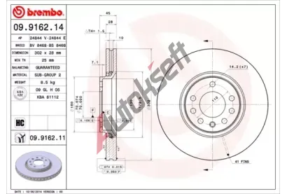 BREMBO Brzdov kotou COATED DISC LINE - 302 mm BRE 09.9162.11, 09.9162.11