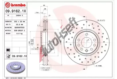 BREMBO Brzdový kotouč XTRA LINE - 302 mm BRE 09.9162.1X, 09.9162.1X BREMBO Brzdový kotouč XTRA LINE - 302 mm BRE 09.9162.1X, 09.9162.1X