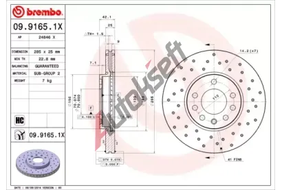 BREMBO Brzdov kotou XTRA LINE - 285 mm BRE 09.9165.1X, 09.9165.1X