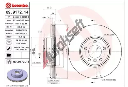 BREMBO Brzdov kotou COATED DISC LINE - 324 mm BRE 09.9172.11, 09.9172.11