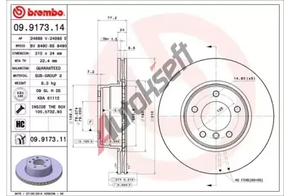 BREMBO Brzdov kotou COATED DISC LINE - 310 mm BRE 09.9173.11, 09.9173.11