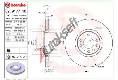 BREMBO Brzdov kotou COATED DISC LINE - 314 mm BRE 09.9177.11, 09.9177.11