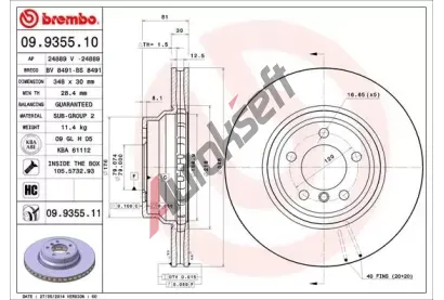 BREMBO Brzdov kotou COATED DISC LINE - 348 mm BRE 09.9355.11, 09.9355.11