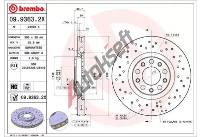 BREMBO Brzdov kotou XTRA LINE - 305 mm BRE 09.9363.2X, 09.9363.2X