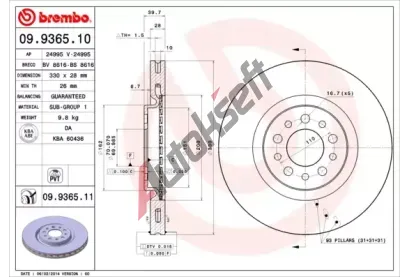 BREMBO Brzdov kotou - 330 mm BRE 09.9365.10, 09.9365.10