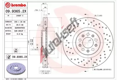 BREMBO Brzdov kotou XTRA LINE - 330 mm BRE 09.9365.2X, 09.9365.2X