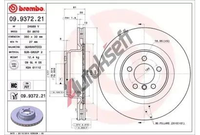 BREMBO Brzdov kotou COATED DISC LINE - 360 mm BRE 09.9372.21, 09.9372.21