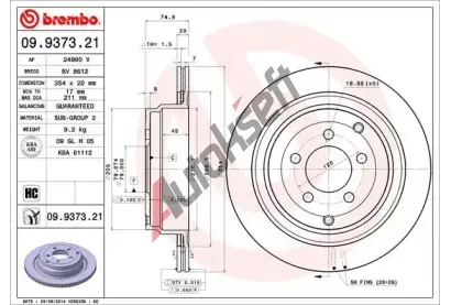 BREMBO Brzdov kotou COATED DISC LINE - 354 mm BRE 09.9373.21, 09.9373.21