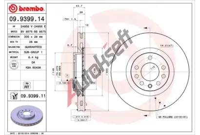 BREMBO Brzdov kotou COATED DISC LINE - 305 mm BRE 09.9399.11, 09.9399.11