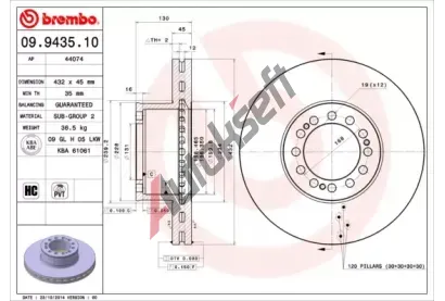 BREMBO Brzdov kotou - 432 mm BRE 09.9435.10, 09.9435.10