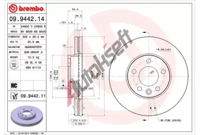 BREMBO Brzdov kotou COATED DISC LINE - 308 mm BRE 09.9442.11, 09.9442.11