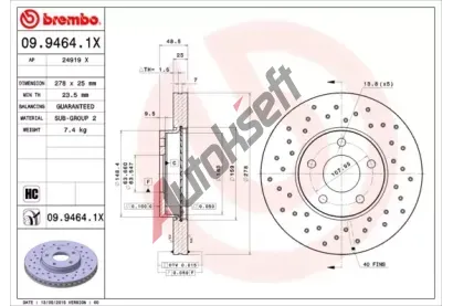 BREMBO Brzdov kotou XTRA LINE - 278 mm BRE 09.9464.1X, 09.9464.1X