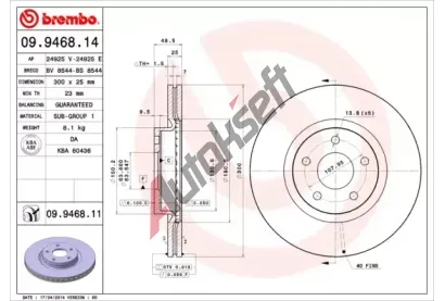 BREMBO Brzdov kotou COATED DISC LINE - 300 mm BRE 09.9468.11, 09.9468.11