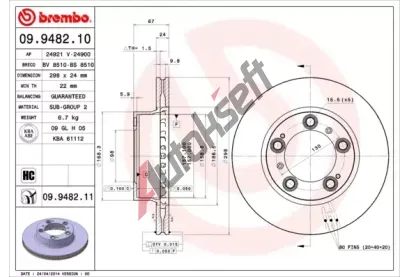 BREMBO Brzdov kotou COATED DISC LINE - 298 mm BRE 09.9482.11, 09.9482.11