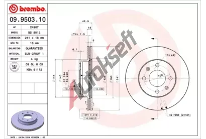 BREMBO Brzdov kotou - 241 mm BRE 09.9503.10, 09.9503.10
