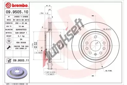 BREMBO Brzdov kotou COATED DISC LINE - 292 mm BRE 09.9505.11, 09.9505.11