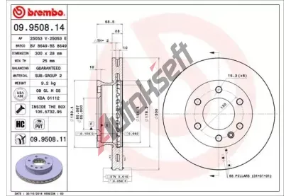 BREMBO Brzdov kotou COATED DISC LINE - 300 mm BRE 09.9508.11, 09.9508.11