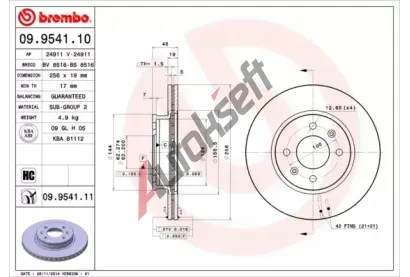BREMBO Brzdov kotou COATED DISC LINE - 256 mm BRE 09.9541.11, 09.9541.11