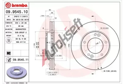 BREMBO Brzdov kotou COATED DISC LINE - 302 mm BRE 09.9545.11, 09.9545.11