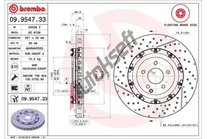BREMBO Brzdový kotouč TWO-PIECE FLOATING DISCS LINE - 360 mm BRE 09.9547.33, 09.9547.33 BREMBO Brzdový kotouč TWO-PIECE FLOATING DISCS LINE - 360 mm BRE 09.9547.33, 09.9547.33