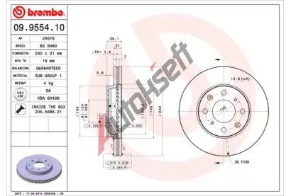 BREMBO Brzdov kotou - 240 mm BRE 09.9554.10, 09.9554.10