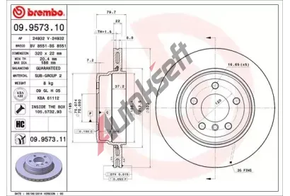 BREMBO Brzdov kotou COATED DISC LINE - 320 mm BRE 09.9573.11, 09.9573.11