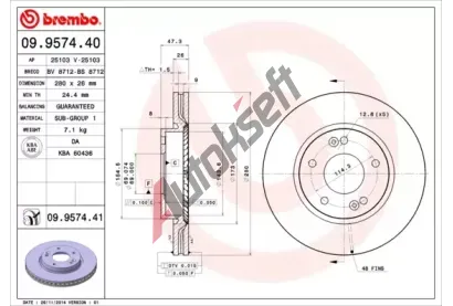 BREMBO Brzdov kotou COATED DISC LINE - 280 mm BRE 09.9574.41, 09.9574.41
