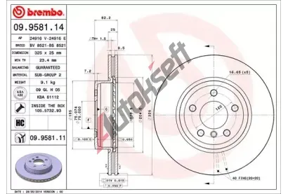 BREMBO Brzdov kotou COATED DISC LINE - 325 mm BRE 09.9581.11, 09.9581.11