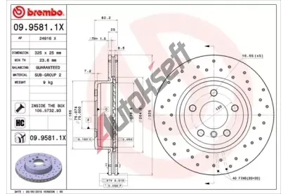 BREMBO Brzdov kotou XTRA LINE - 325 mm BRE 09.9581.1X, 09.9581.1X