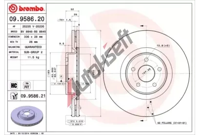 BREMBO Brzdov kotou COATED DISC LINE - 336 mm BRE 09.9586.21, 09.9586.21