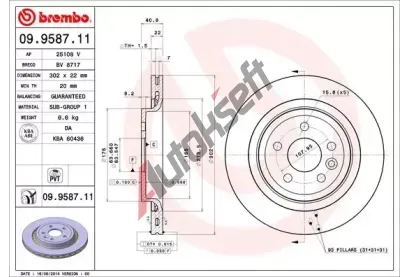 BREMBO Brzdov kotou COATED DISC LINE - 302 mm BRE 09.9587.11, 09.9587.11