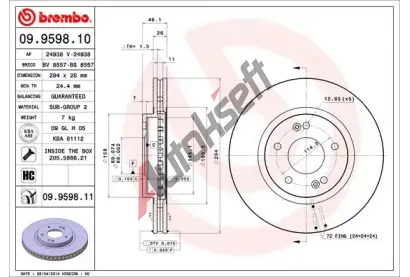 BREMBO Brzdov kotou COATED DISC LINE - 294 mm BRE 09.9598.11, 09.9598.11