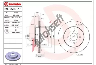 BREMBO Brzdov kotou - 257 mm BRE 09.9599.10, 09.9599.10