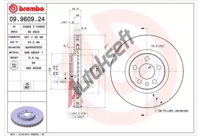BREMBO Brzdov kotou - 281 mm BRE 09.9609.24, 09.9609.24