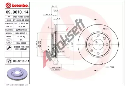 BREMBO Brzdov kotou - 247 mm BRE 09.9610.14, 09.9610.14