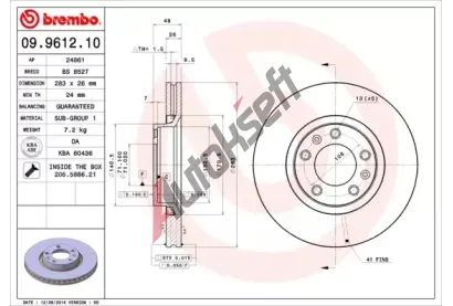 BREMBO Brzdov kotou - 283 mm BRE 09.9612.10, 09.9612.10