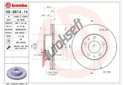 BREMBO Brzdov kotou - 280 mm BRE 09.9614.14, 09.9614.14