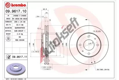 BREMBO Brzdov kotou COATED DISC LINE - 256 mm BRE 09.9617.11, 09.9617.11