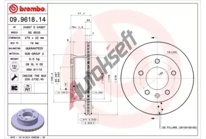 BREMBO Brzdov kotou - 276 mm BRE 09.9618.14, 09.9618.14