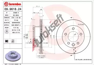 BREMBO Brzdov kotou - 276 mm BRE 09.9618.24, 09.9618.24