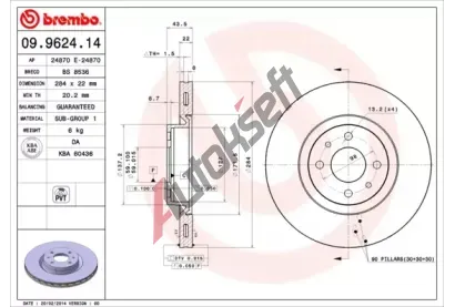 BREMBO Brzdov kotou - 284 mm BRE 09.9624.14, 09.9624.14