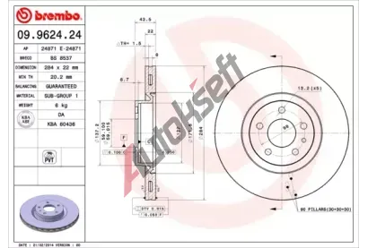 BREMBO Brzdov kotou - 284 mm BRE 09.9624.24, 09.9624.24