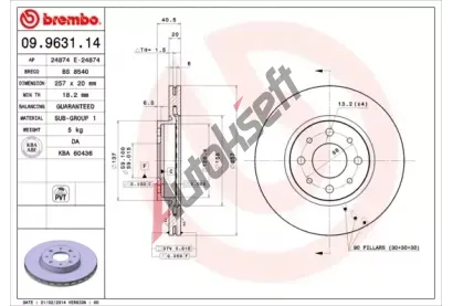 BREMBO Brzdov kotou - 257 mm BRE 09.9631.14, 09.9631.14